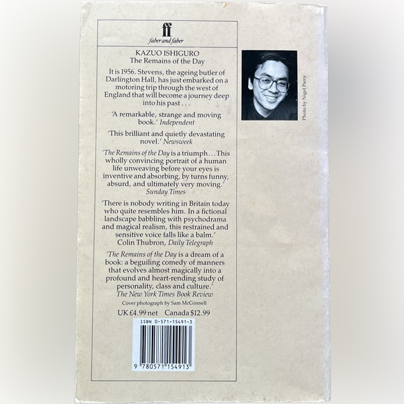 🎈4/$20 - “The Remains of the Day” by Kazuo Ishiguro ©️1989 - Picture 2 of 2